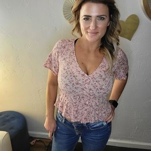 Hippie rose peplum crop